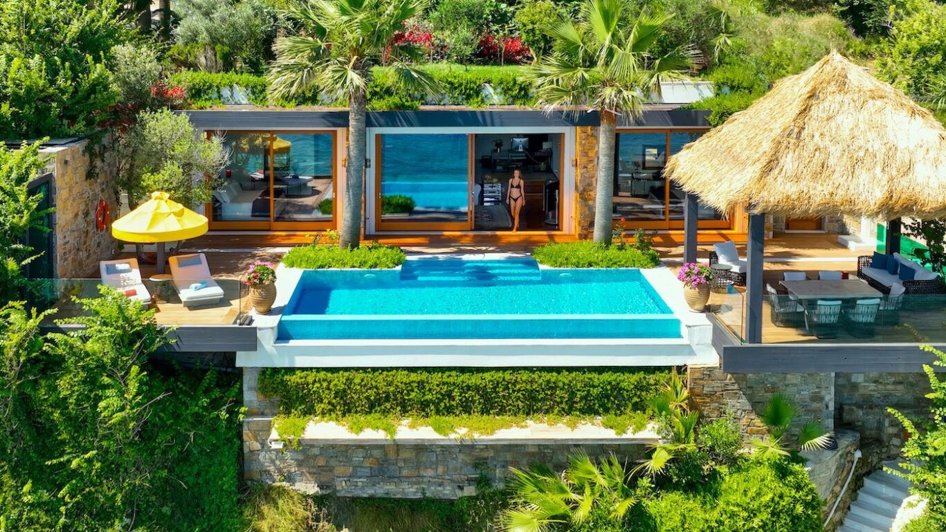 Royal Infinity Villa Greece 5-Star Exclusive Two-Bedroom Beachfront Luxury Villa heated pool exterior